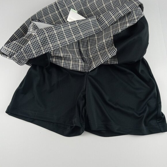IZOD Golf Classics Belted Skort Women's Size 10 Black Tan White Plaid Pockets - Picture 5 of 8